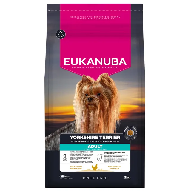 Eukanuba Adult Breed Care Yorkshire Terrier - výhodné balení: 3 x 3 kg
