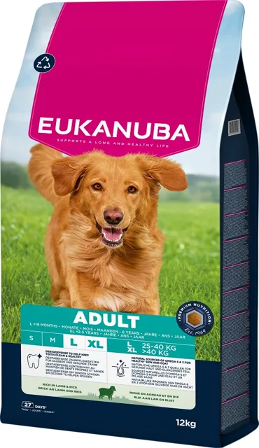 EUKANUBA Adult Large Breeds Lamb Rice 12kg krmivo bohaté na jehněčí a rýži pro psy velkých plemen