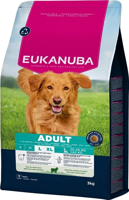 EUKANUBA Adult Large Breeds Lamb Rice 3 kg krmivo pro psy velkých plemen bohaté na jehněčí maso a rýži