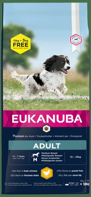 Eukanuba Adult Medium 15kg + 3kg zdarma