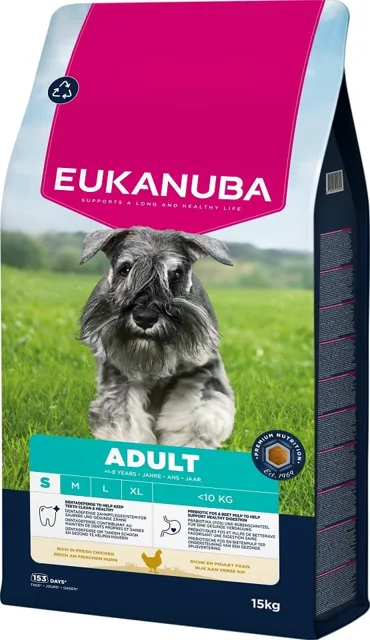EUKANUBA Adult Small Breeds Chicken 15 kg krmivo pro psy malých plemen bohaté na čerstvé kuřecí maso