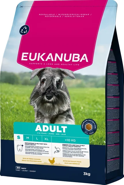 EUKANUBA Adult Small Breeds Chicken 3 kg krmivo pro psy malých plemen bohaté na čerstvé kuře