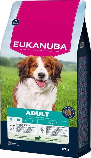 EUKANUBA Adult Small Medium Breeds Lamb Rice 12 kg krmivo pro psy malých a středních plemen bohaté na jehněčí maso a rýži
