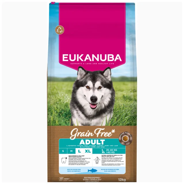 Eukanuba Grain Free Adult Large & Giant Breed mořské ryby - 12 kg