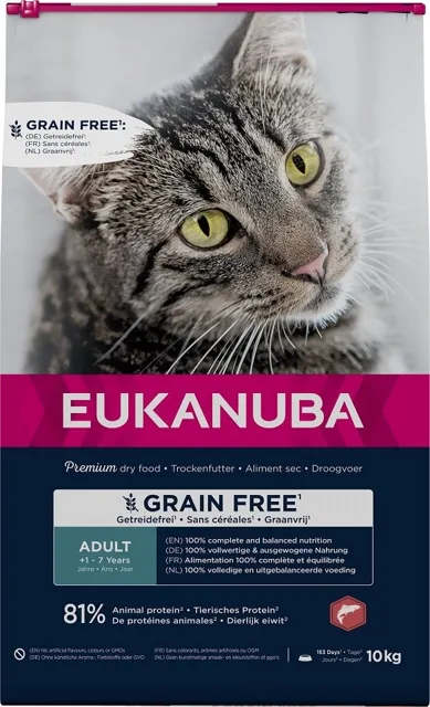 EUKANUBA Grain Free Adult Losos 10 kg pro dospělé kočky