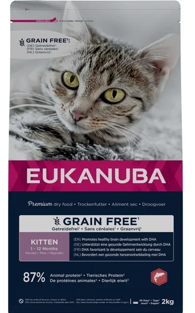 EUKANUBA Grain Free Kitten Losos 2 kg pro rostoucí koťata