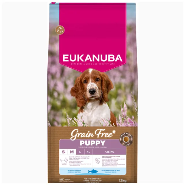 Eukanuba Grain Free Puppy Small & Medium Breed mořské ryby - výhodné balení: 2 x 12 kg