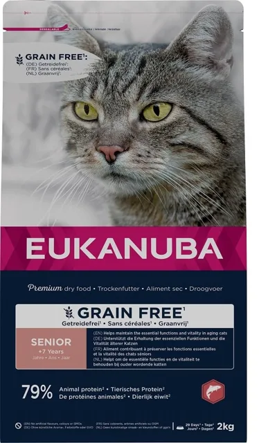 EUKANUBA Grain Free Senior Losos 2 kg pro starší kočky