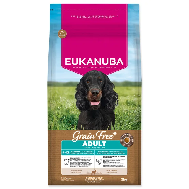 Eukanuba Krmivo Grain Free Adult all breeds rich in venison 3kg