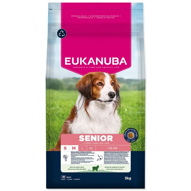 Eukanuba Krmivo Senior Small and Medium rich in lamb 3kg
