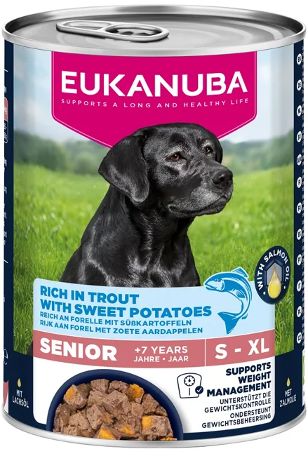 EUKANUBA Life Care Senior Rich in Trout 400 g paštika pro starší psy bohatá na pstruha a batáty