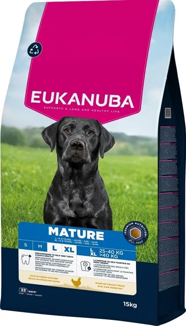 EUKANUBA Mature Large Breeds Chicken 15 kg krmivo pro dospělé psy velkých plemen bohaté na čerstvé kuřecí maso