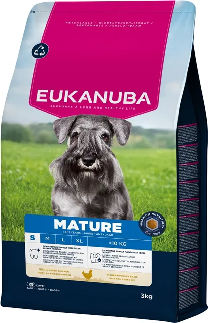 EUKANUBA Mature Small Breeds Chicken 3 kg krmivo pro dospělé psy malých plemen bohaté na čerstvé kuřecí maso