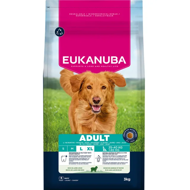 Eukanuba Premium Nutrition Adult Large & Giant Breed jehněčí a rýže - výhodné balení: 2 x 12 kg