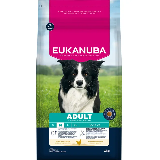 Eukanuba Premium Nutrition Adult Medium Breed s kuřecím - 15 kg + 3 kg gratis!