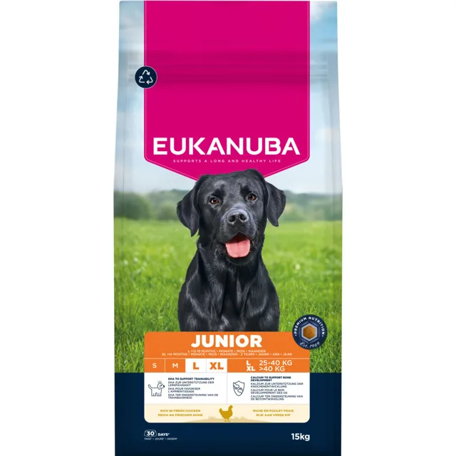 Eukanuba Premium Nutrition Junior Large & Giant s kuřecím - výhodné balení: 2 x 15 kg