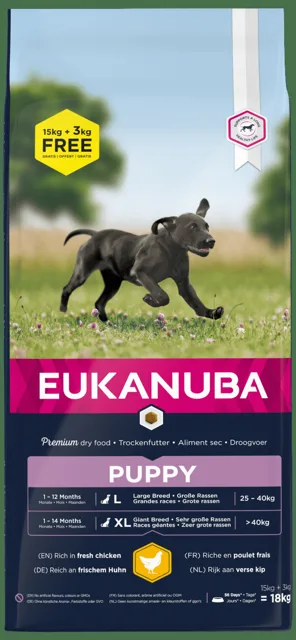 Eukanuba Puppy Large 15kg + 3kg zdarma