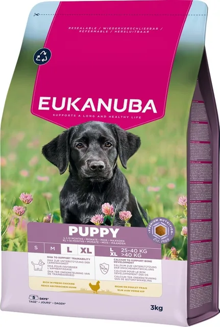 EUKANUBA Puppy Large Breeds Chicken 3 kg krmivo pro štěňata velkých plemen bohaté na čerstvé kuřecí maso