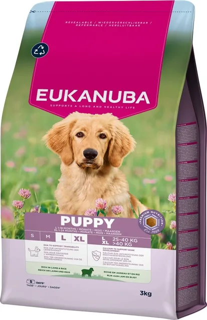 EUKANUBA Puppy Large Breeds Lamb Rice 3 kg krmivo pro štěňata velkých plemen bohatá na jehněčí maso a rýži