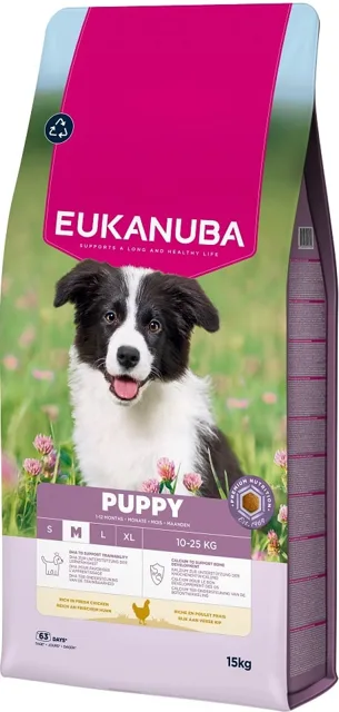 EUKANUBA Puppy Medium Breeds Chicken 15 kg krmivo pro štěňata středních plemen bohaté na čerstvé kuřecí maso