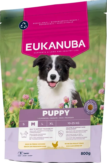 EUKANUBA Puppy Medium Breeds Chicken 800 g krmivo pro štěňata středních plemen bohaté na čerstvé kuře