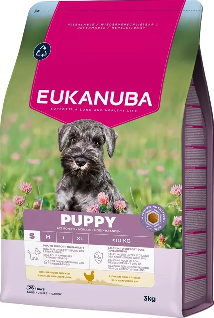 EUKANUBA Puppy Small Breeds Chicken 3 kg krmivo pro štěňata malých plemen bohaté na čerstvé kuřecí maso