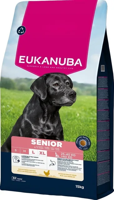 EUKANUBA Senior Large Breeds Chicken 15 kg krmivo pro starší psy velkých plemen bohaté na čerstvé kuřecí maso