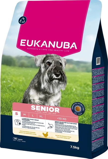EUKANUBA Senior Small Breeds Chicken 7,5 kg krmivo pro starší psy malých plemen bohaté na čerstvé kuřeci maso