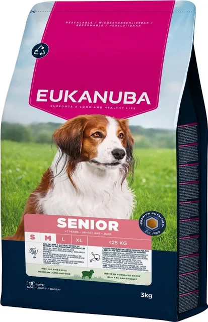 EUKANUBA Senior Small Medium Breeds Lamb Rice 3 kg krmivo pro starší psy malých a středních plemen bohatá na jehněčí a rýži
