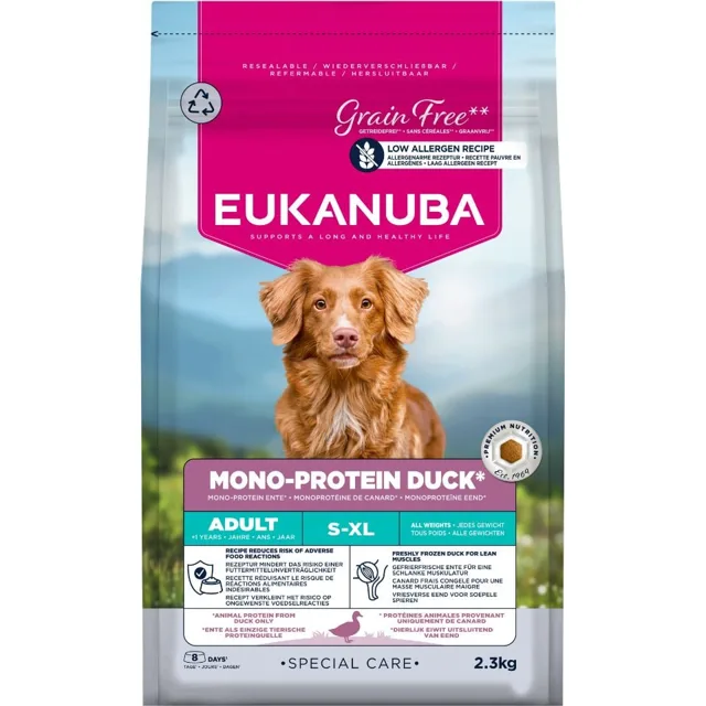 EUKANUBA Special Care Adult Mono-Protein Duck 2,3 kg krmivo pro dospělé psy, bohaté na čerstvě mraženou kachnu