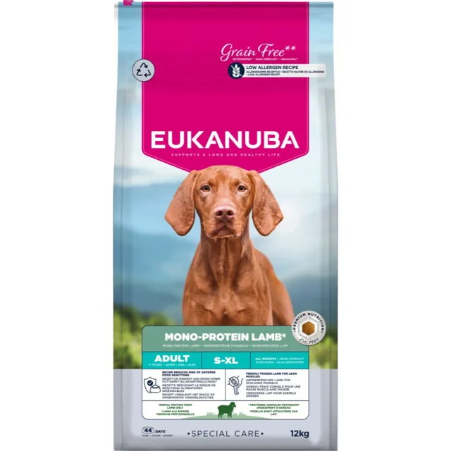 EUKANUBA Special Care Adult Mono-Protein Lamb 12 kg krmivo pro dospělé psy, bohaté na čerstvě mraženou jehněčinu