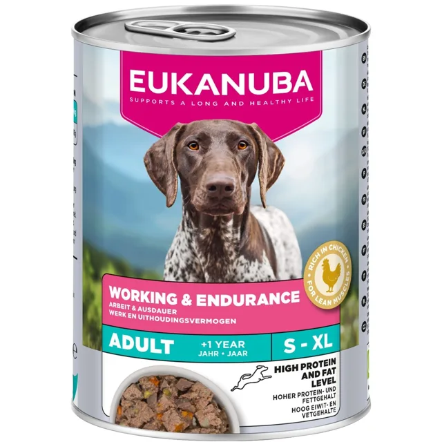 EUKANUBA Special Care Adult Working and Endurance 400g kuřecí konzerva s lososem pro psy