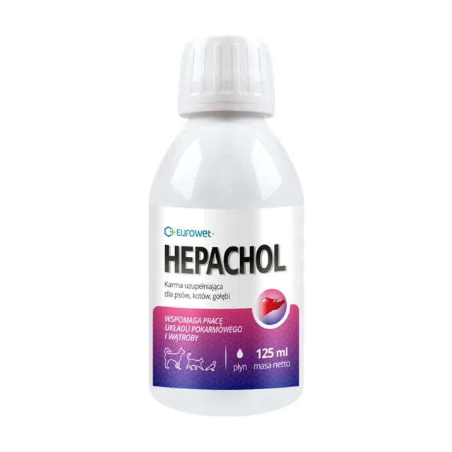 EUROWET Hepachol 125ml doplňkové krmivo podporující funkci trávicího systému pro psy, kočky a holuby