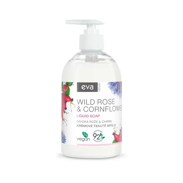 Eva Natura Krémové tekuté mýdlo Divoká růže & Chrpa 500 ml, (poškozený aplikátor)