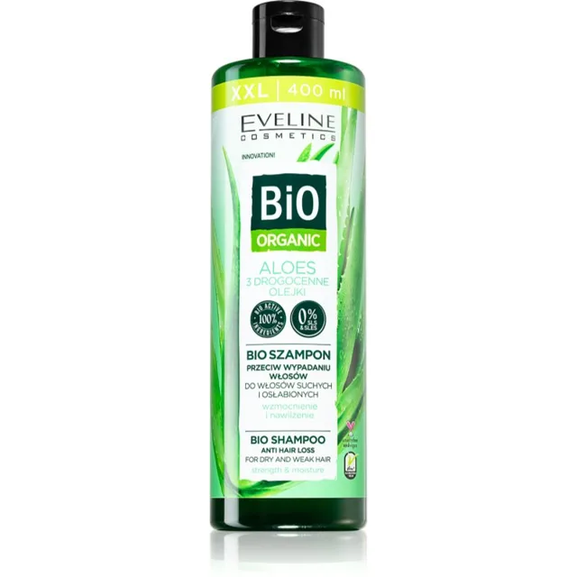 Eveline Cosmetics Bio Organic Natural Aloe Vera šampon proti vypadávání vlasů s aloe vera 400 ml