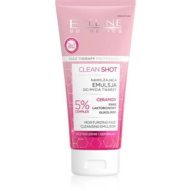 Eveline Cosmetics Clean Shot 5% Ceramidy Complex intenzivně hydratační mycí emulze 150 ml
