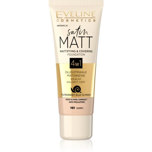 Eveline Cosmetics Satin Matt matující make-up se šnečím extraktem odstín 101 Ivory 30 ml