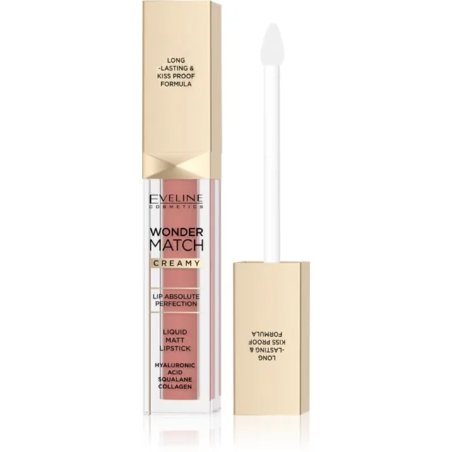 Eveline Cosmetics Wonder Match dlouhotrvající matná tekutá rtěnka s kyselinou hyaluronovou odstín 04 Carmel 6.8 ml