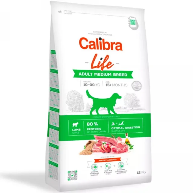 Expirace 28.5. 2026: Calibra Dog Life Adult Medium Breed Lamb 12 kg | P59330