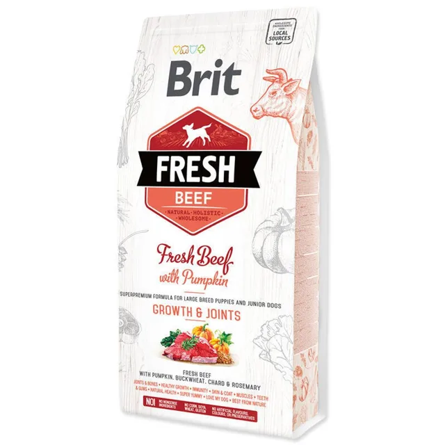 Expirace 8.7. 2026: Brit Fresh Beef & Pumpkin Puppy Large Bones & Joints 2,5 kg | Granule pro psy | P59681