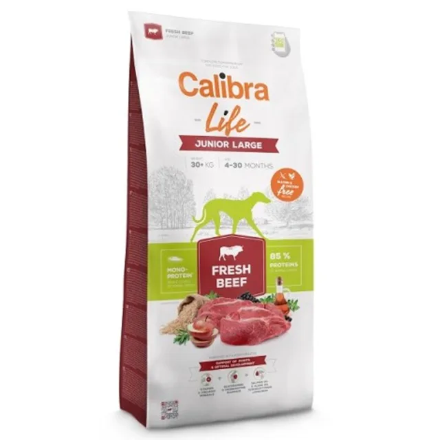 Expirace 9.8. 2026: Calibra Dog Life Junior Large Fresh Beef 12 kg | P59700