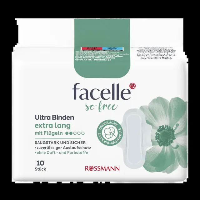 facelle Hygienické vložky So Free Extra Long s křidélky 10 ks