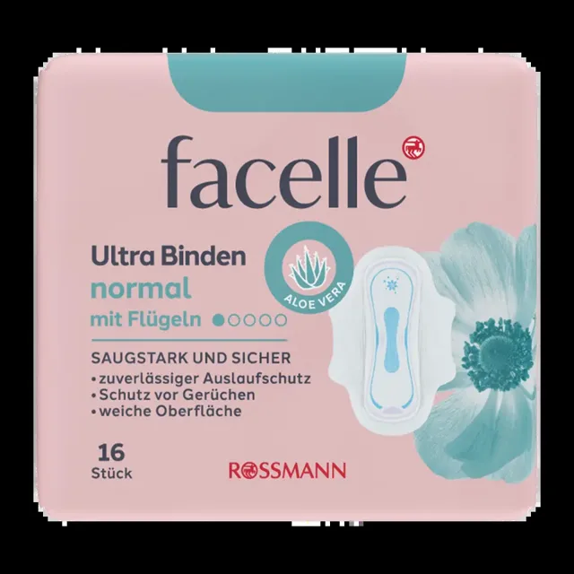 facelle Hygienické vložky Ultra Normal Ale Vera s křidélky 16 ks