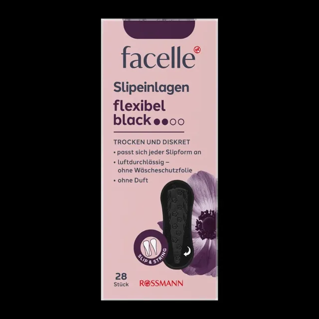 facelle Slipové vložky String&Slip černé 28 ks