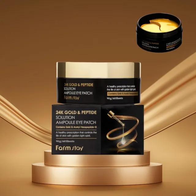 Farm Stay - 24K Gold and Peptide Solution Ampoule Eye Patch - Hydrogelové polštářky pod oči s 24K zlatem a peptidy - 90 g