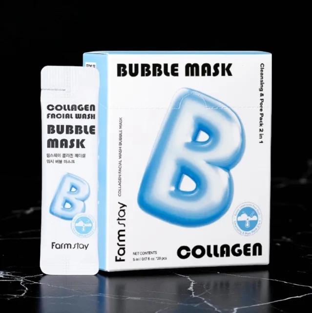 FARM STAY - Collagen Facial Wash Bubble Mask - Bublinková kolagenová maska - 20 x  5ml