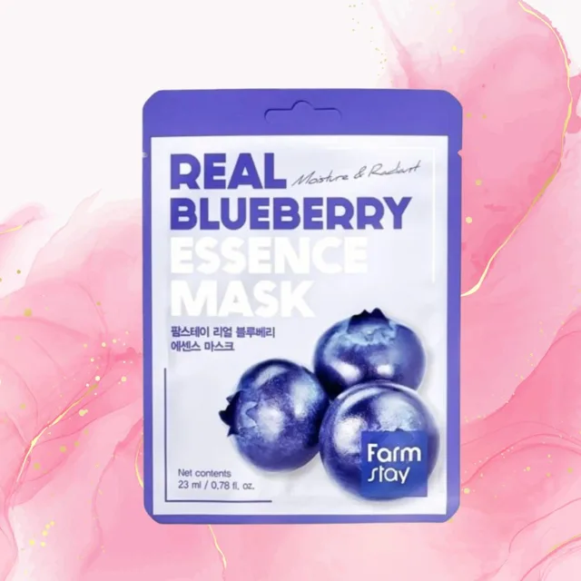FARM STAY - Real Blueberry Essence Mask - Hydratační a projasňující plátýnková maska - 1ks