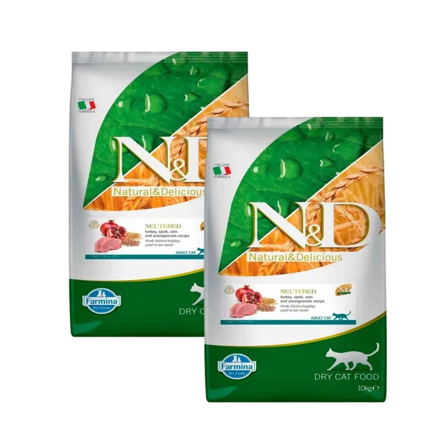 FARMINA N&amp;D Ancestral Adult Cat Neutered 2x10 kg – krůta, špalda, oves a granátové jablko