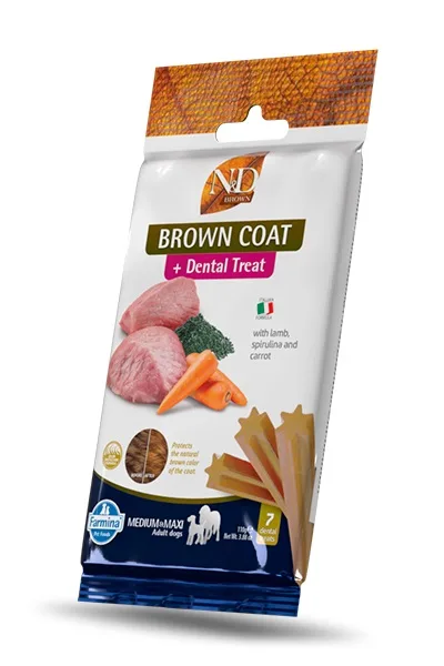 FARMINA N&amp;D Brown Dental Treat Coat Lamb Medium/Maxi 100 g (7 szt) dentální pamlsek pro střední a velké psy