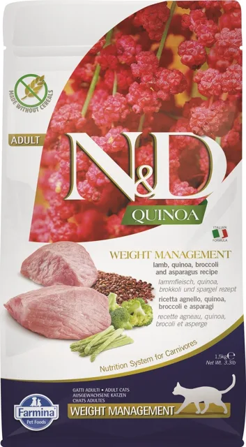 FARMINA N &amp; D Cat Quinoa Weight Management Lamb &amp; Broccoli 1.5 kg